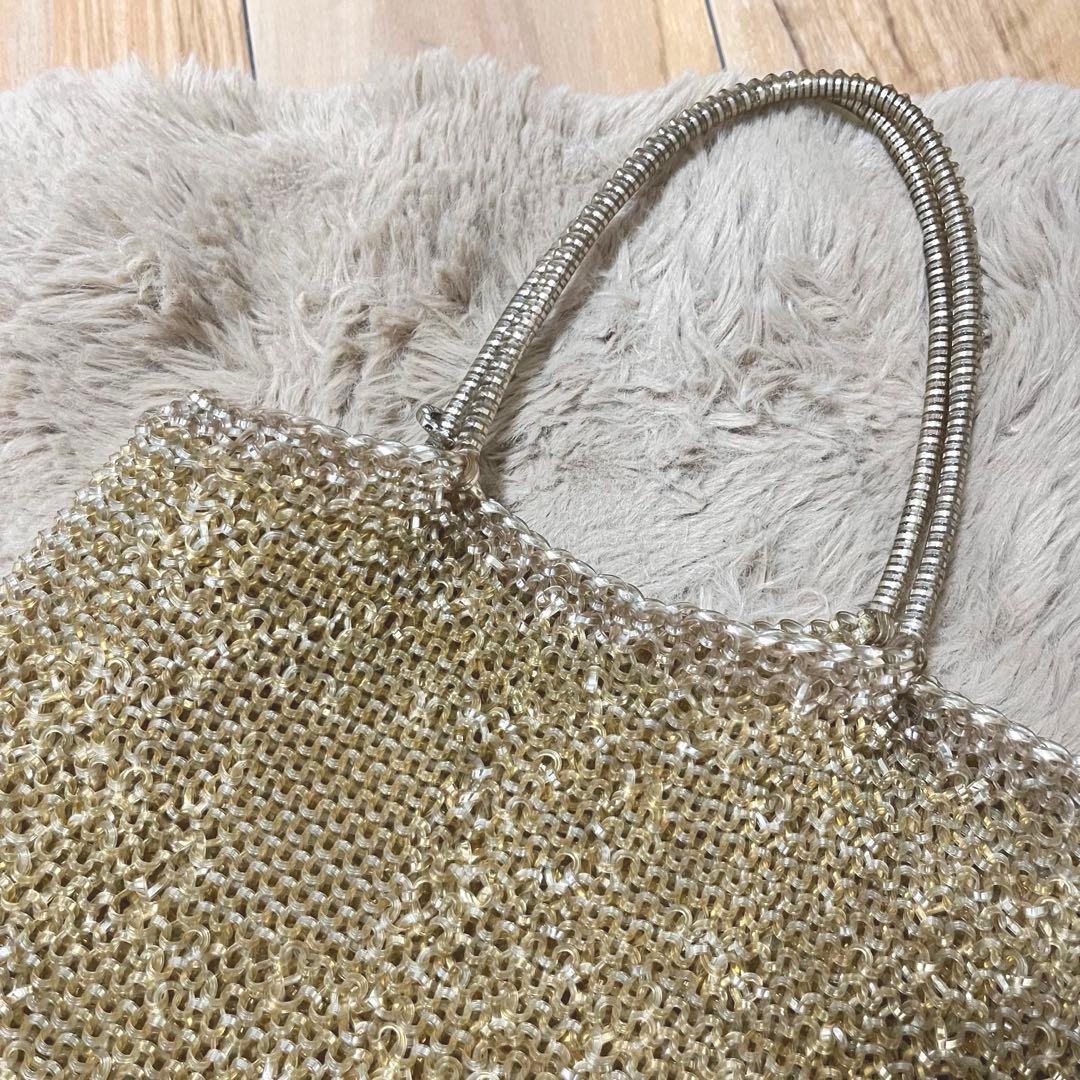 最終価格⭐️アンテプリマ　ゴールド メッシュ パーティーバッグ　ラージ