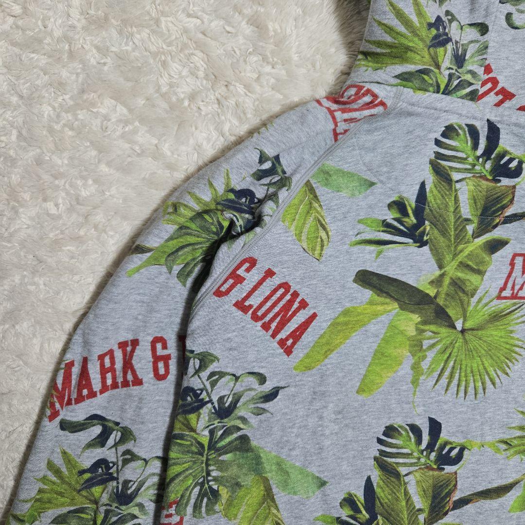 MARK&LONA スカル ラインストーン ボタニカル ジップアップ パーカー