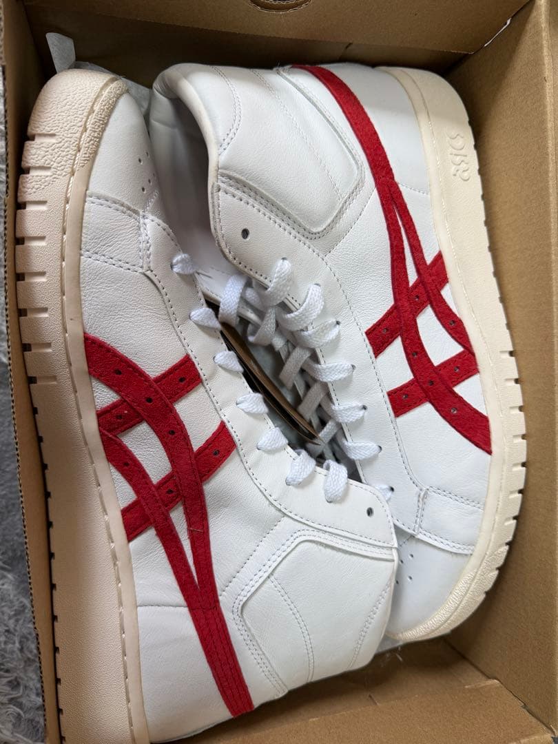 ASICS バスケットシューズ ハイカット ホワイト/レッド