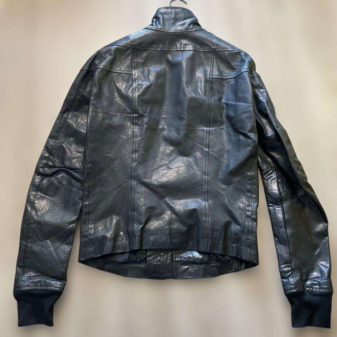 Rick Owens ブラックレザーライダースジャケット