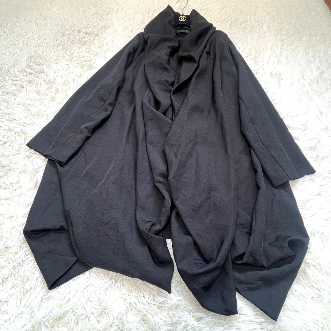 萌　センソユニコ　羽織り　スプリングコート　バルーン　ギャザー　変形　黒　M〜L