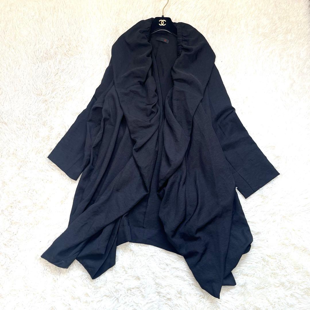萌　センソユニコ　羽織り　スプリングコート　バルーン　ギャザー　変形　黒　M〜L
