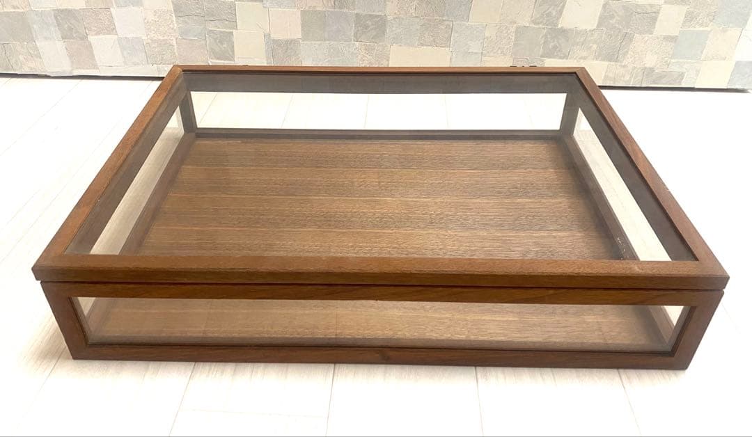 木とガラスのショーケース　幅40×奥行30×高さ8cm インテリア　ガラス