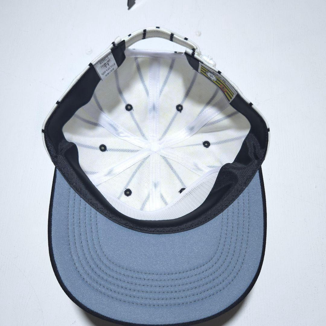 80s 阪神タイガース ストライプベースボールキャップ 刺繍ロゴ LL