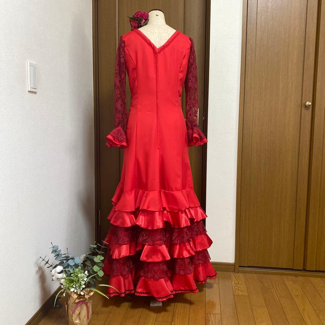 フラメンコ衣装　ハンドメイド　赤のワンピース＆ピキージョ
