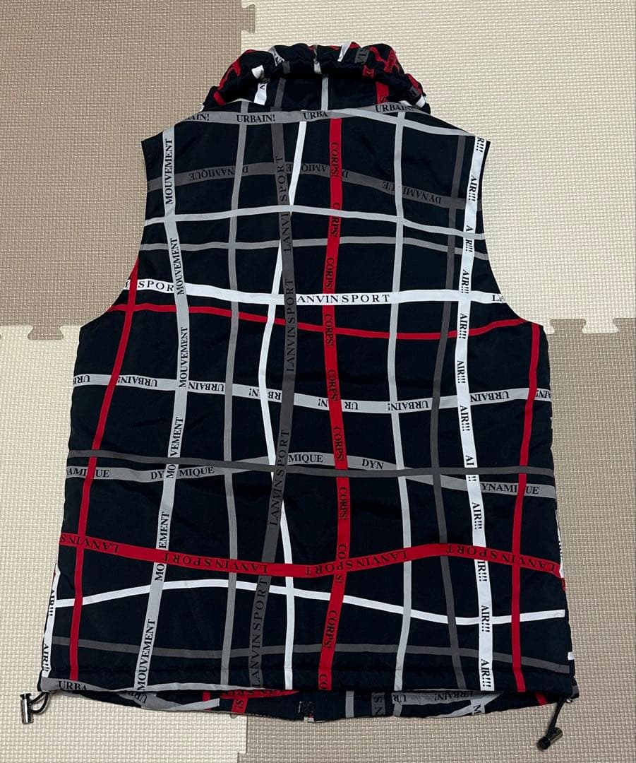 【未使用級】ランバンスポール レディース ゴルフ ベスト 38 黒 総柄　中綿