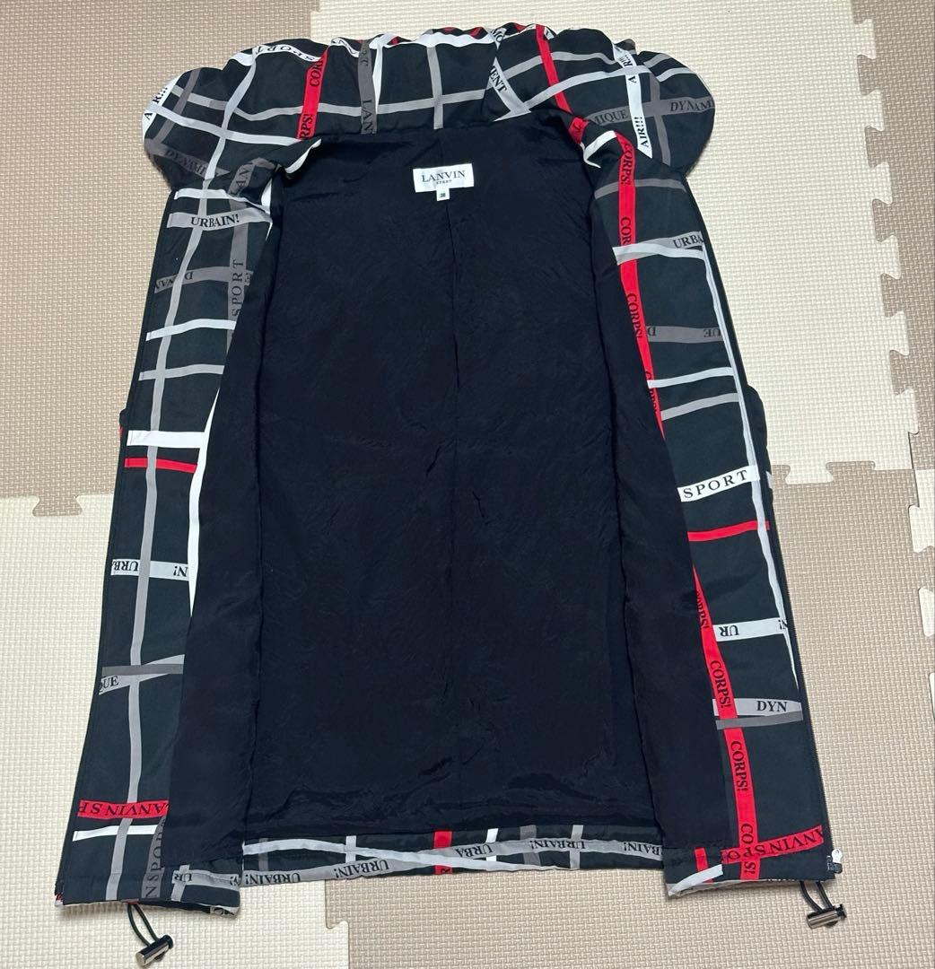 【未使用級】ランバンスポール レディース ゴルフ ベスト 38 黒 総柄　中綿