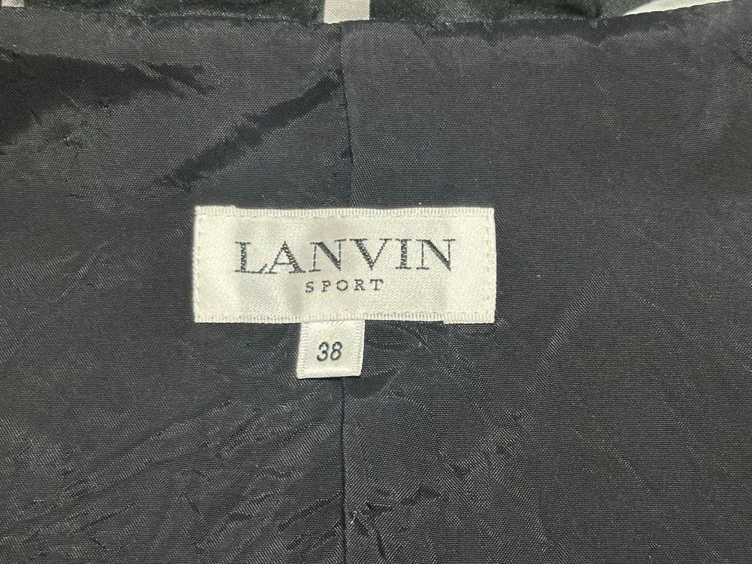 【未使用級】ランバンスポール レディース ゴルフ ベスト 38 黒 総柄　中綿