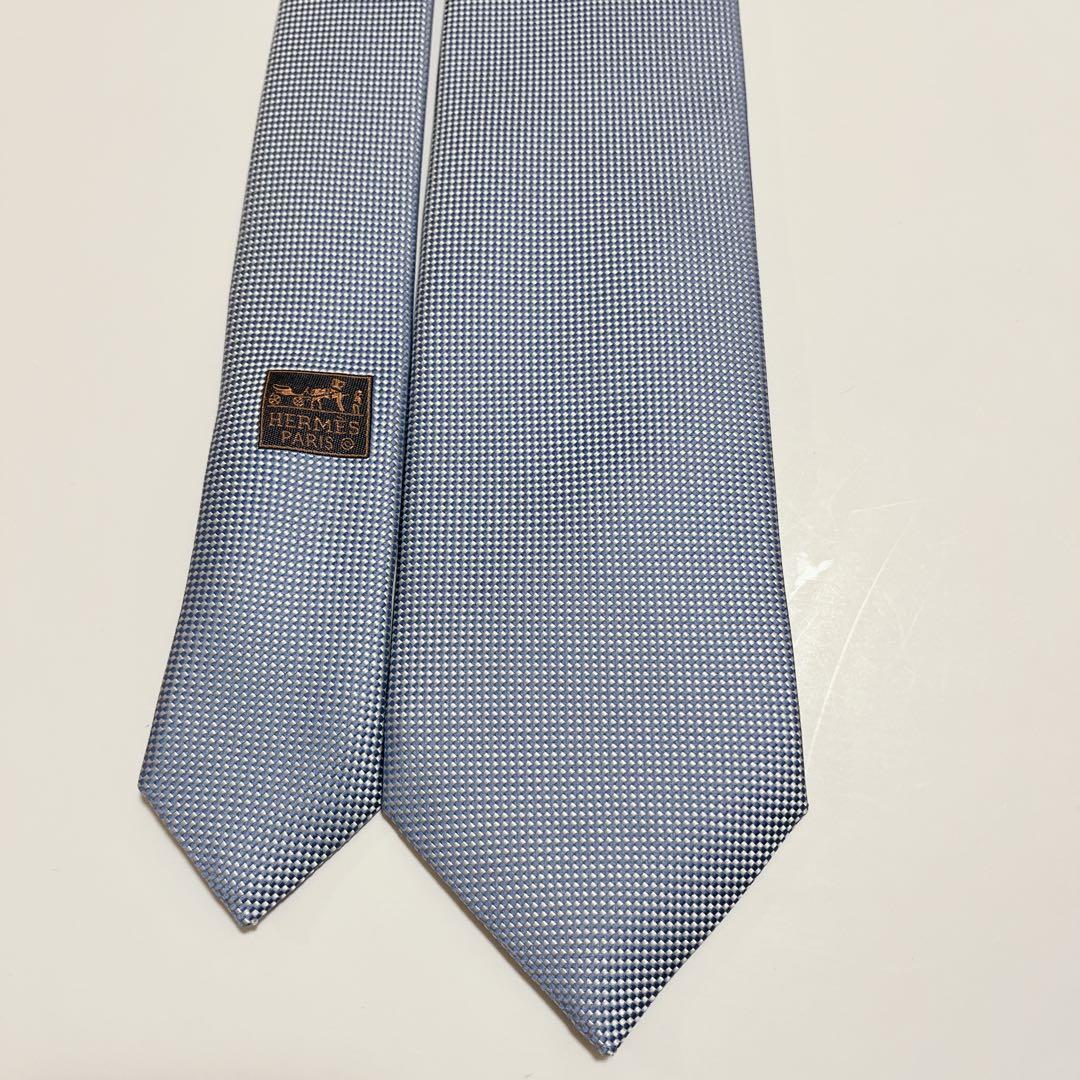 美品 エルメス ネクタイ ハイブランド ソリッドタイ 無地 光沢 希少 ビジネス