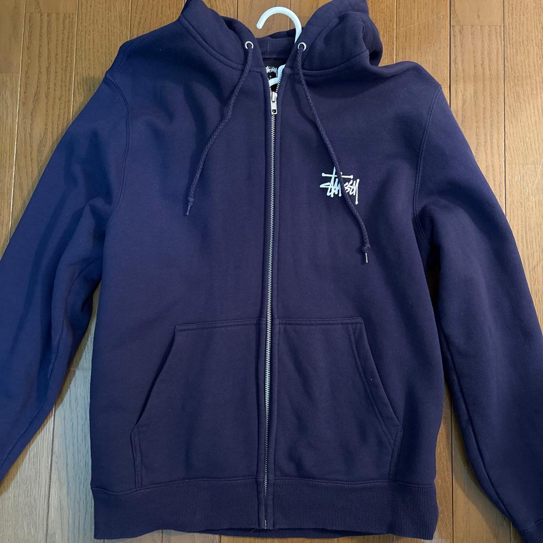 Stussy ネイビー フード付きパーカー S