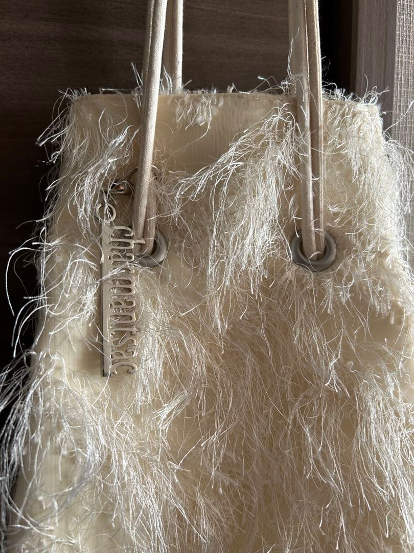 シャルマントサック フリンジ巾着 アイボリー