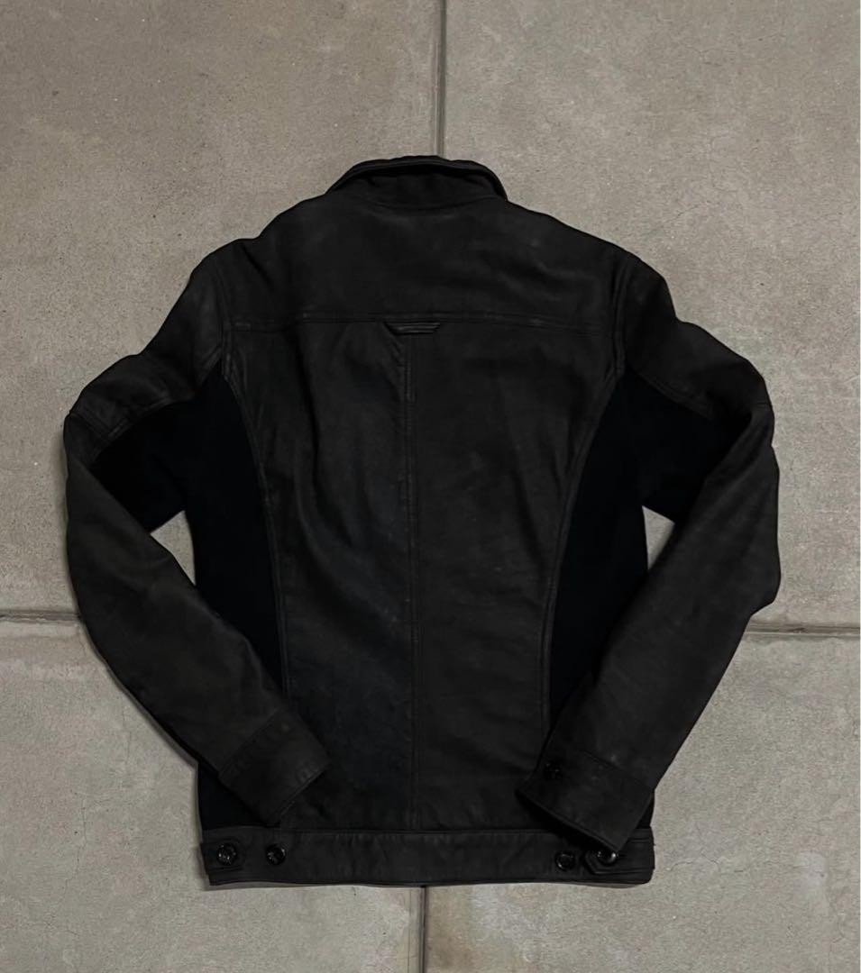 〜2013s NO ID コーティングレザー リブ切替ZIP-BLZ