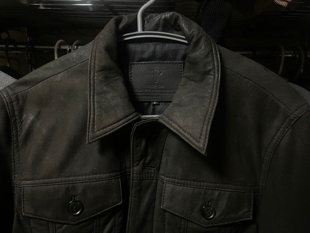 〜2013s NO ID コーティングレザー リブ切替ZIP-BLZ