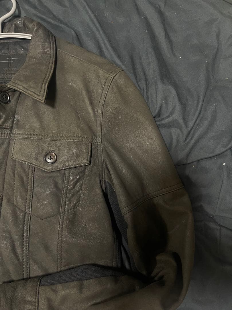 〜2013s NO ID コーティングレザー リブ切替ZIP-BLZ