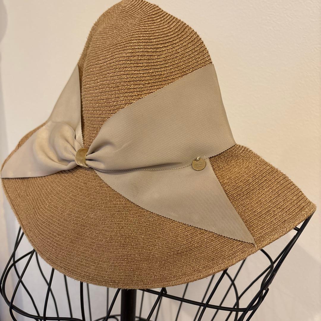 夕陽！アシーナニューヨーク　リボン付きベージュ麦わら帽子