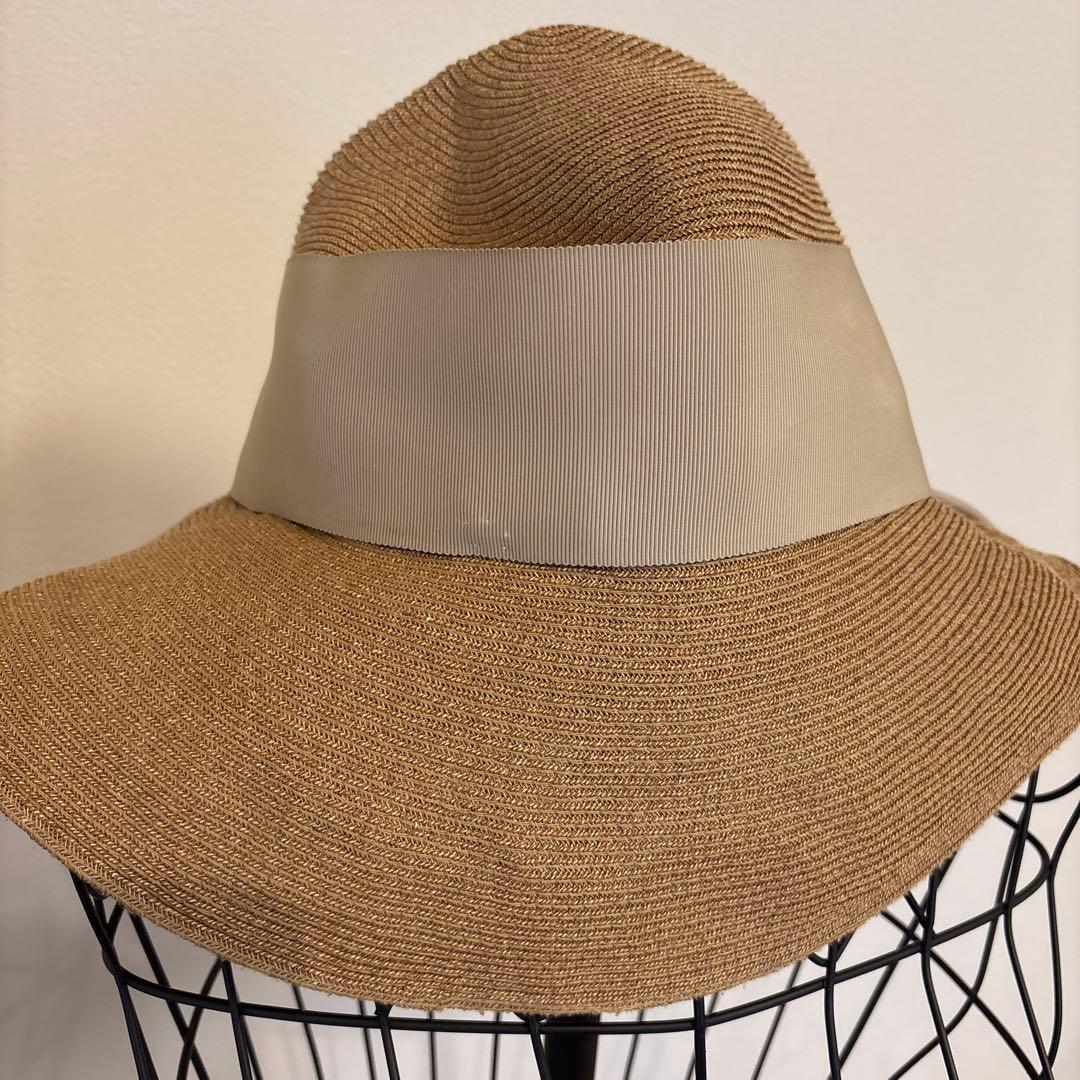 夕陽！アシーナニューヨーク　リボン付きベージュ麦わら帽子