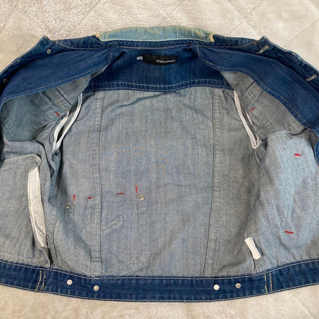 美品　ディースクエアード2デニムジャケット　ロゴ刺繍　ブルー系　Ｍ　イタリア製