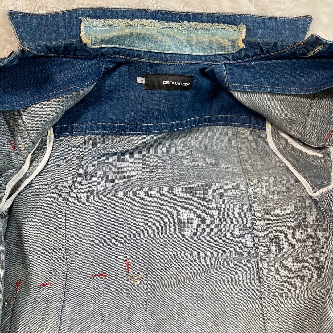美品　ディースクエアード2デニムジャケット　ロゴ刺繍　ブルー系　Ｍ　イタリア製