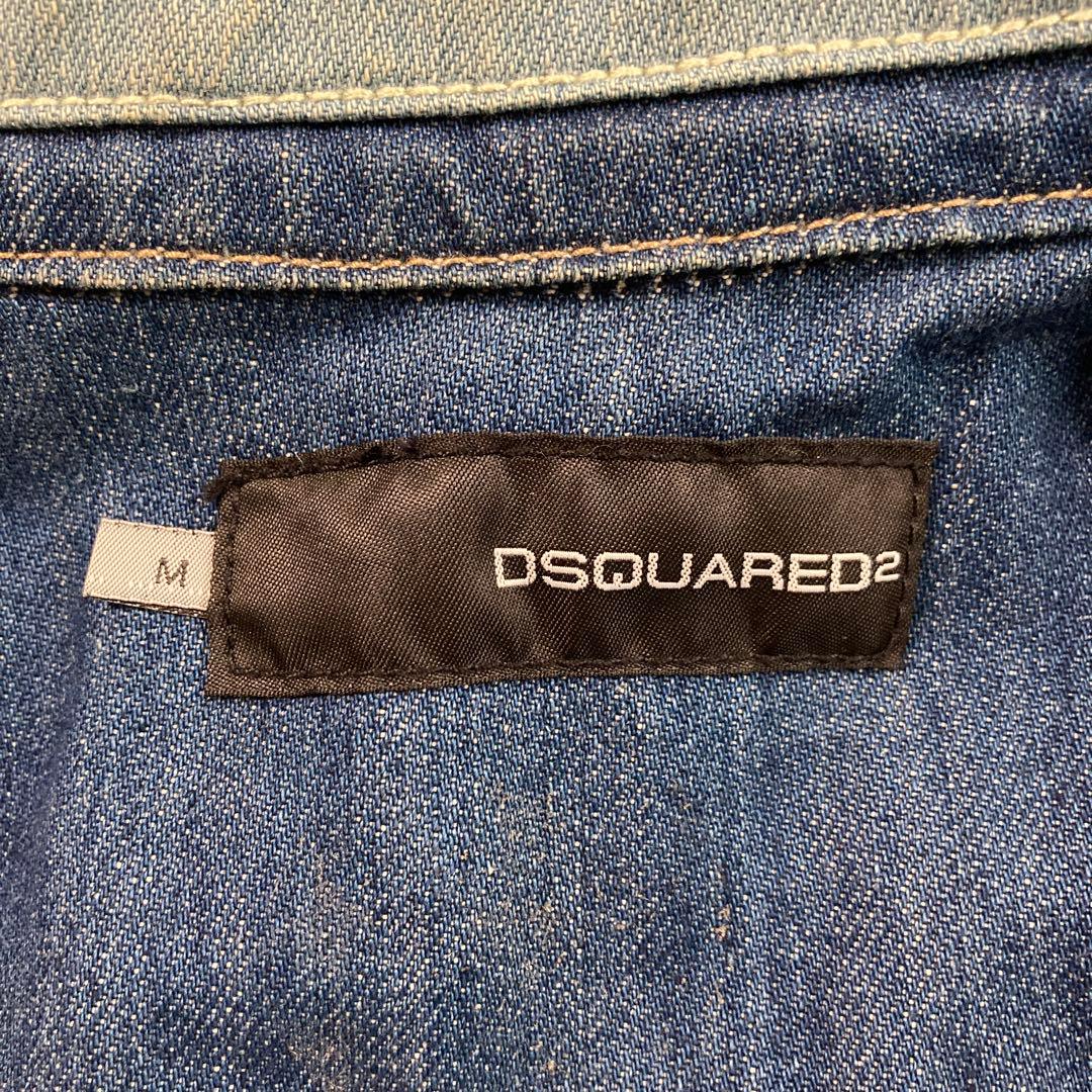 美品　ディースクエアード2デニムジャケット　ロゴ刺繍　ブルー系　Ｍ　イタリア製