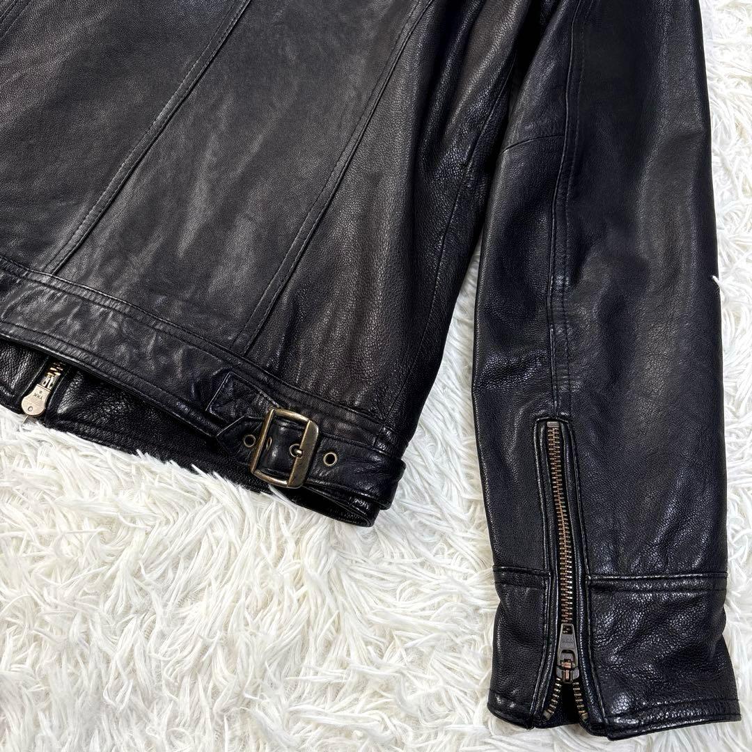 ✨希少・ペイズリー総柄✨ジャックローズ　レザージャケット　シングルライダース　黒