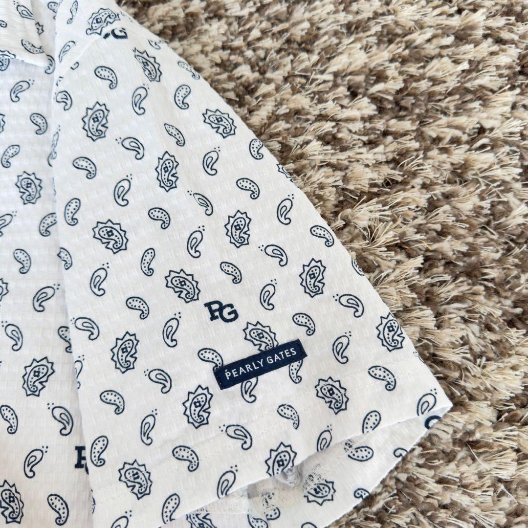 PEARLY GATES✨ポロシャツ　シアサッカー　ペイズリー柄　刺繍　日本製