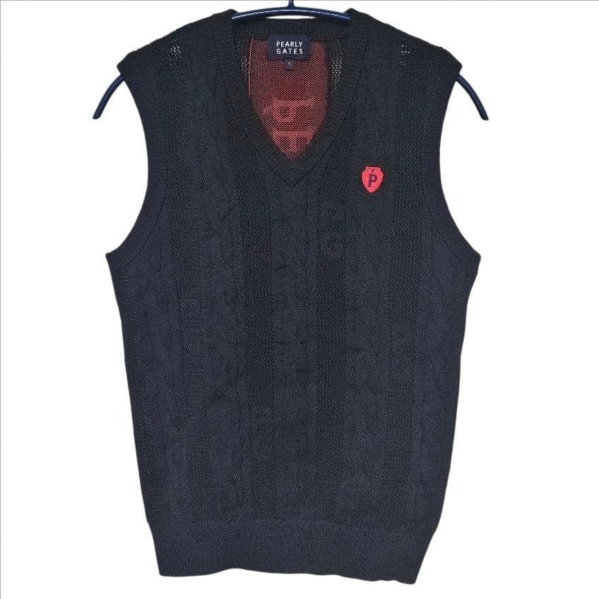 美品 PEARLY GATES レディース ニット ベスト 1(M) ブラック