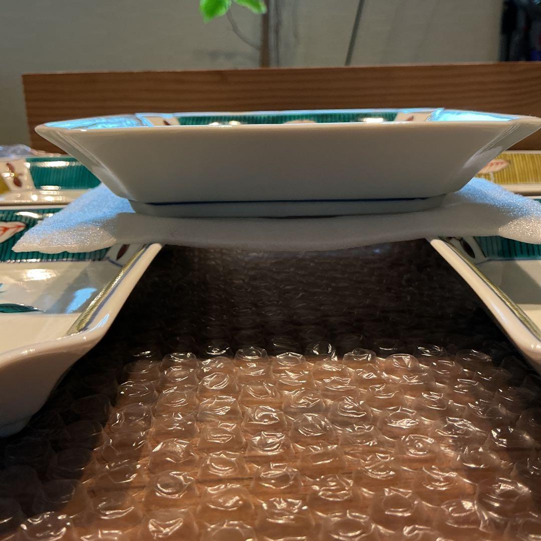 九谷焼　暁盃　みのり角皿　取り皿5枚組　未使用保管品