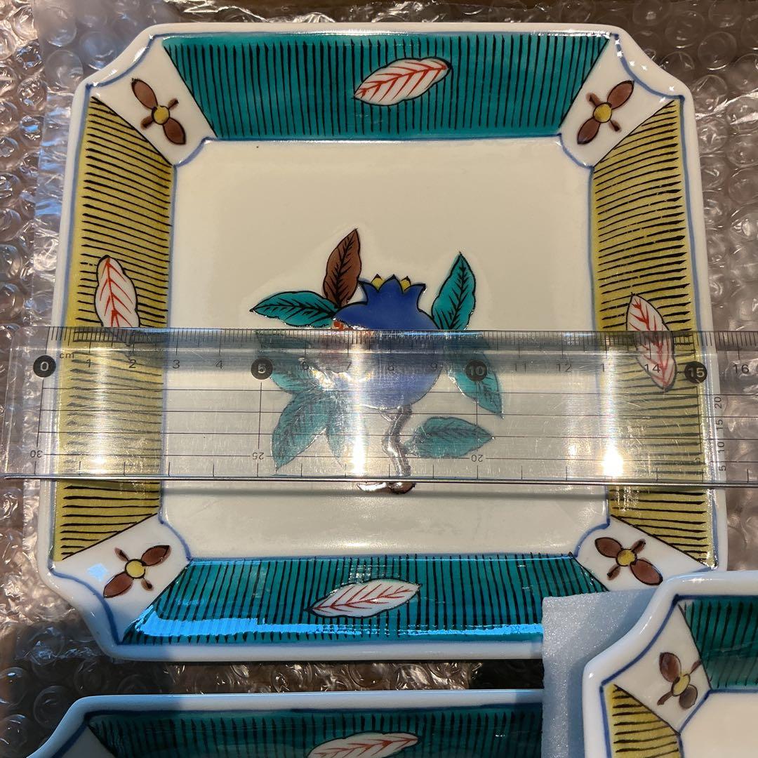 九谷焼　暁盃　みのり角皿　取り皿5枚組　未使用保管品