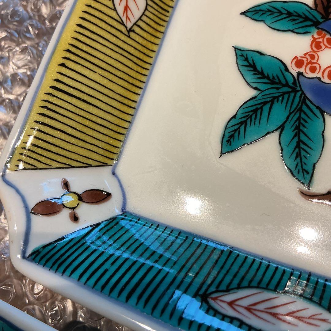 九谷焼　暁盃　みのり角皿　取り皿5枚組　未使用保管品