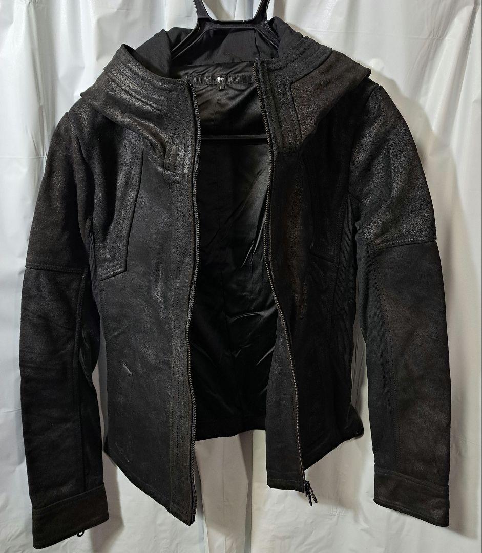 未使用　ノーアイディー　NO ID　レザーフードジャケット