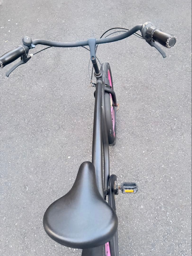 ビーチクルーザー 自転車 ブラック/ピンク 26インチ