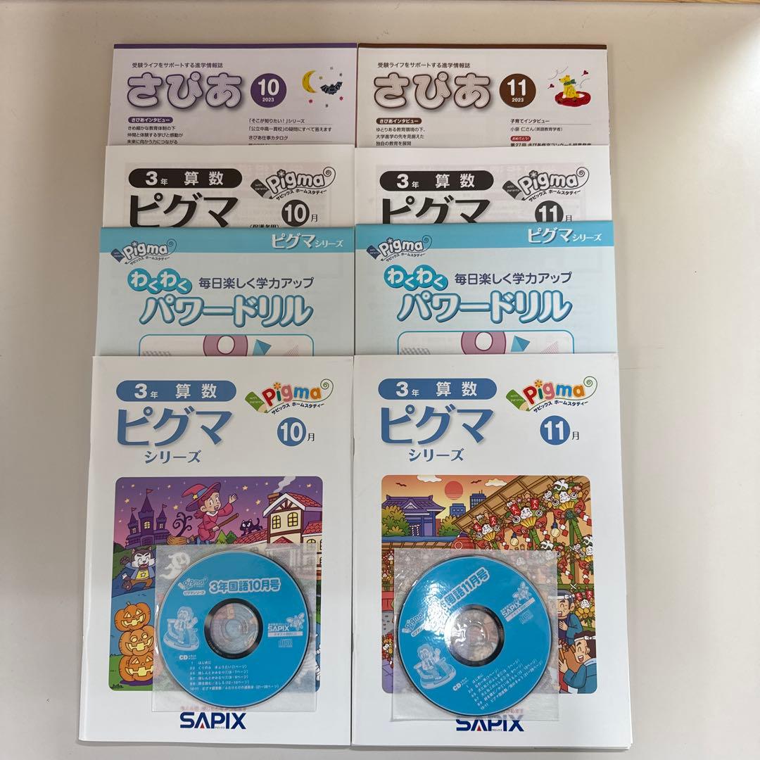 サピックス　ピグマキッズクラブ　3年生　10.11月号セット