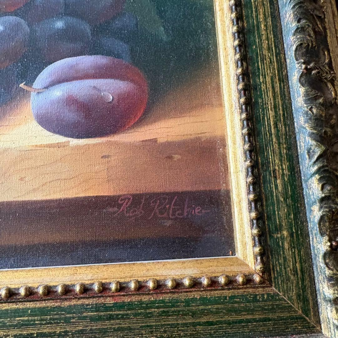 油絵 ROB RITCHIEサイン 静物画 額装 油彩 油絵 油画 絵画 B