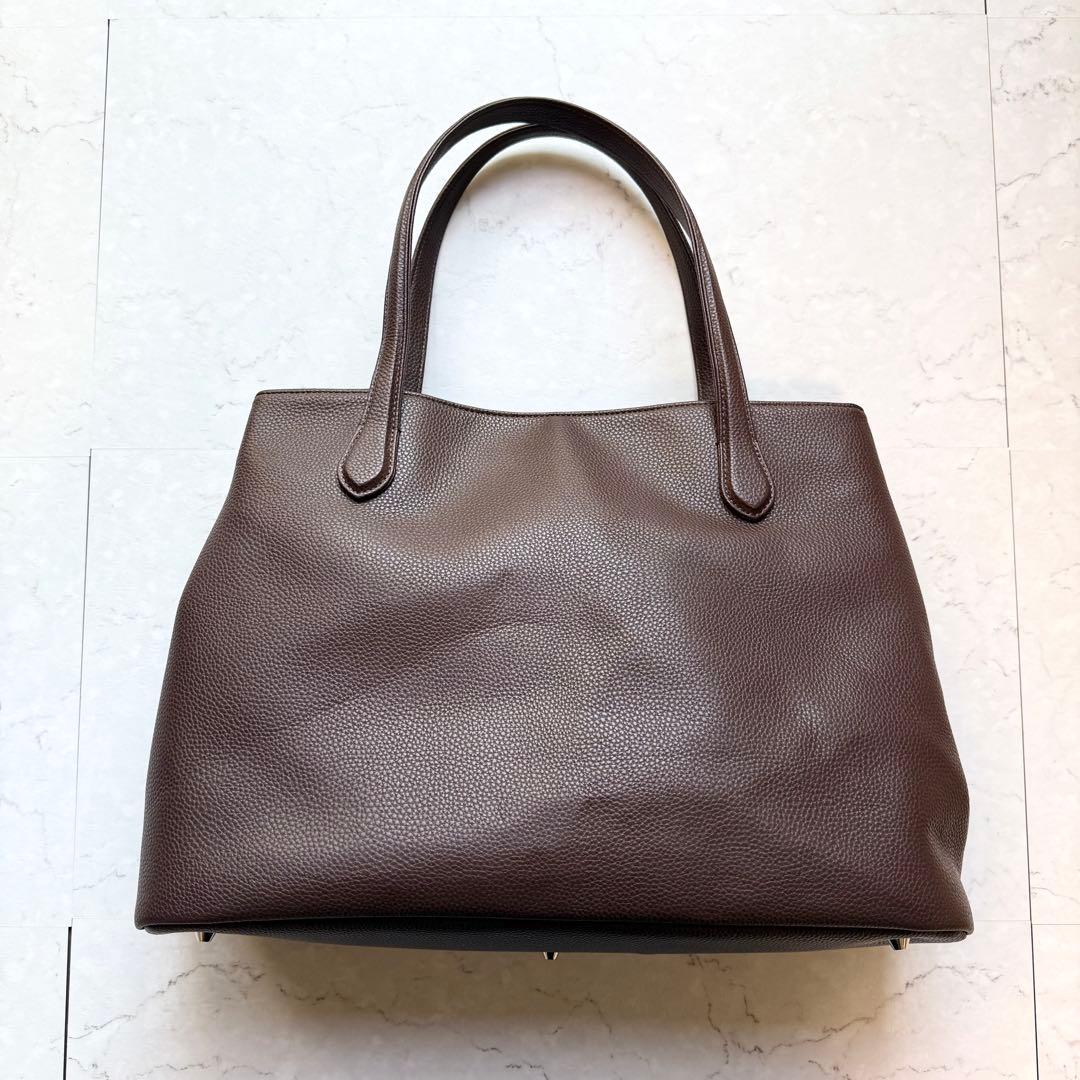 美品 SHIPS シップス スプリット レザー トート バッグ ブラウン