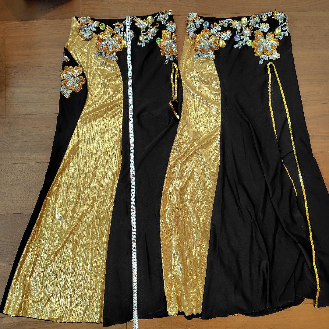 ベリーダンス衣装【同種同色同サイズ2着セット】黒☓ゴールド