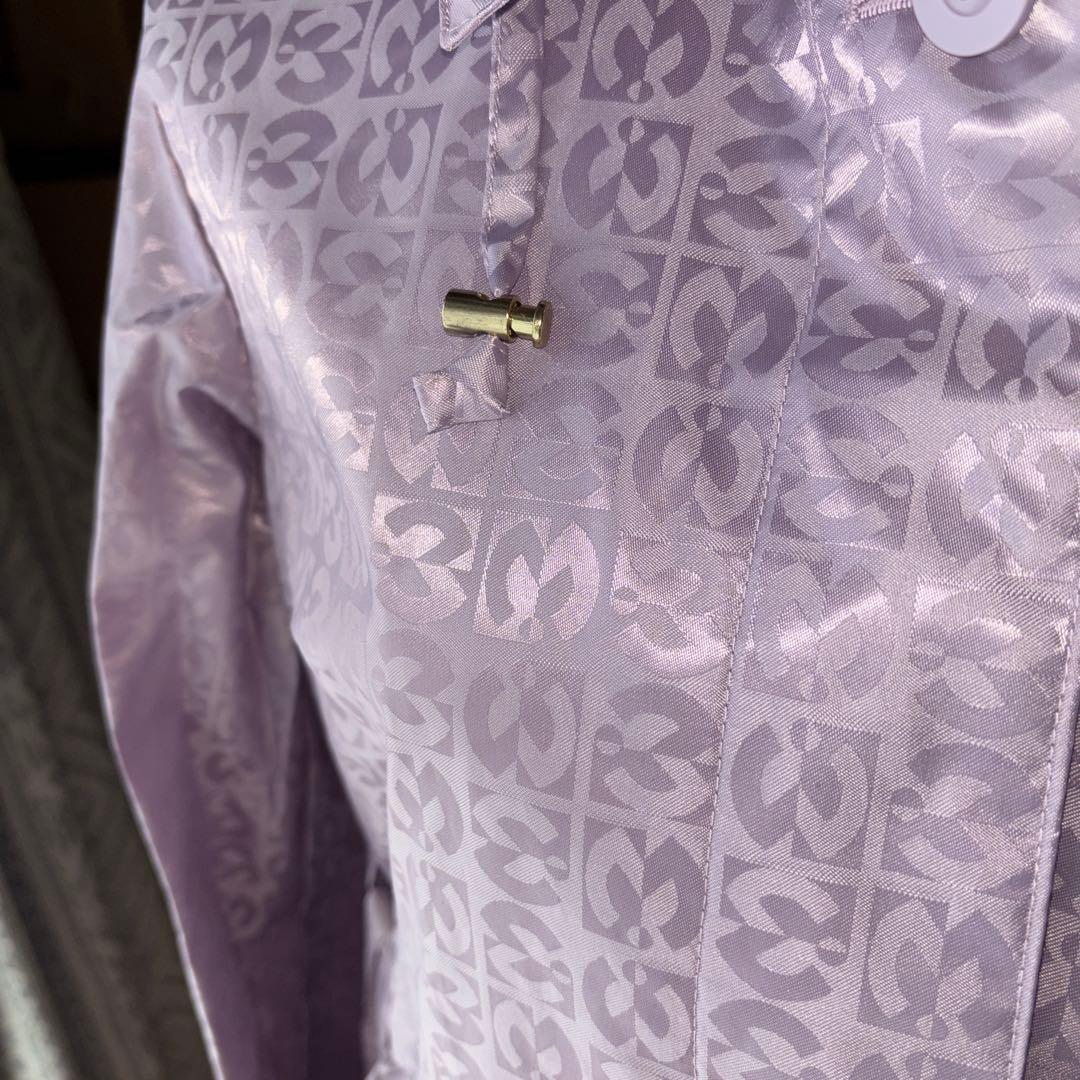 mira schon ミラショーン レインコートパープル　ブランド総柄新品タグ付