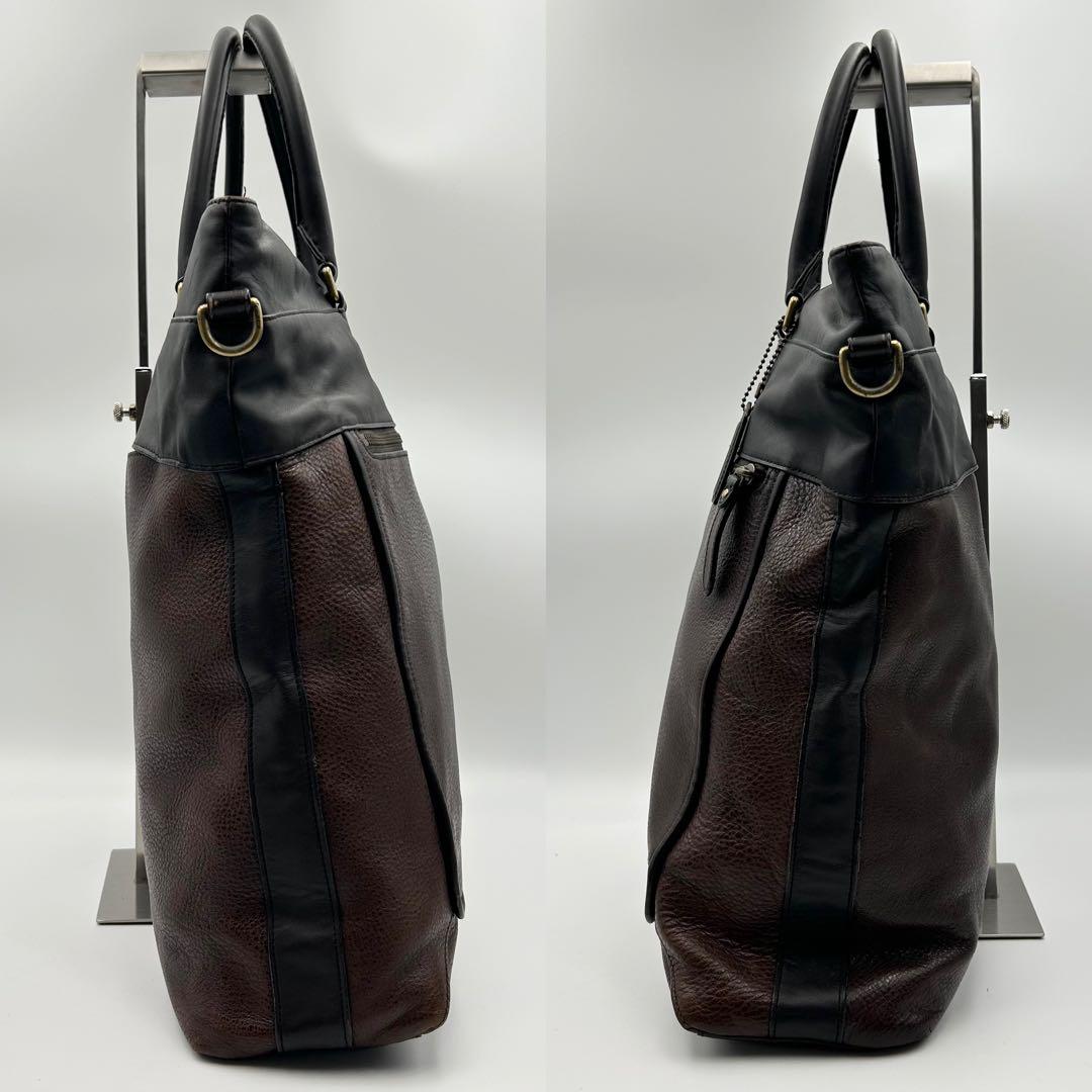 コーチ トートバッグ 2way A4収納 斜め掛け レザー ロゴ ブラウン系