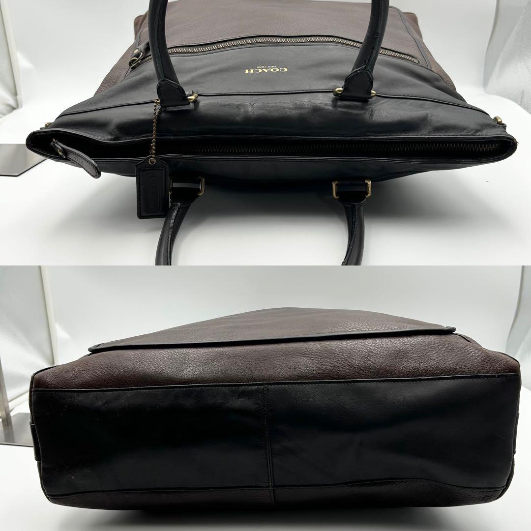 コーチ トートバッグ 2way A4収納 斜め掛け レザー ロゴ ブラウン系