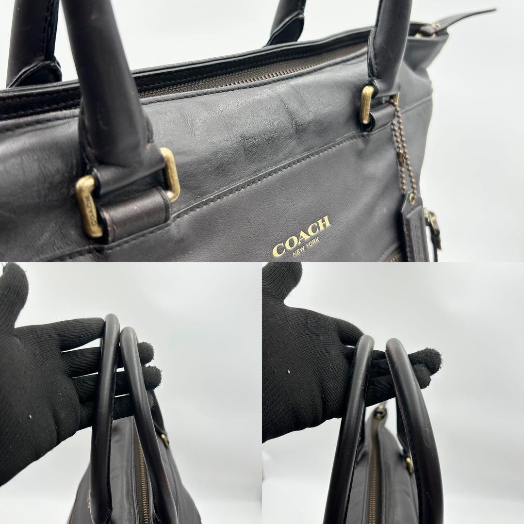 コーチ トートバッグ 2way A4収納 斜め掛け レザー ロゴ ブラウン系