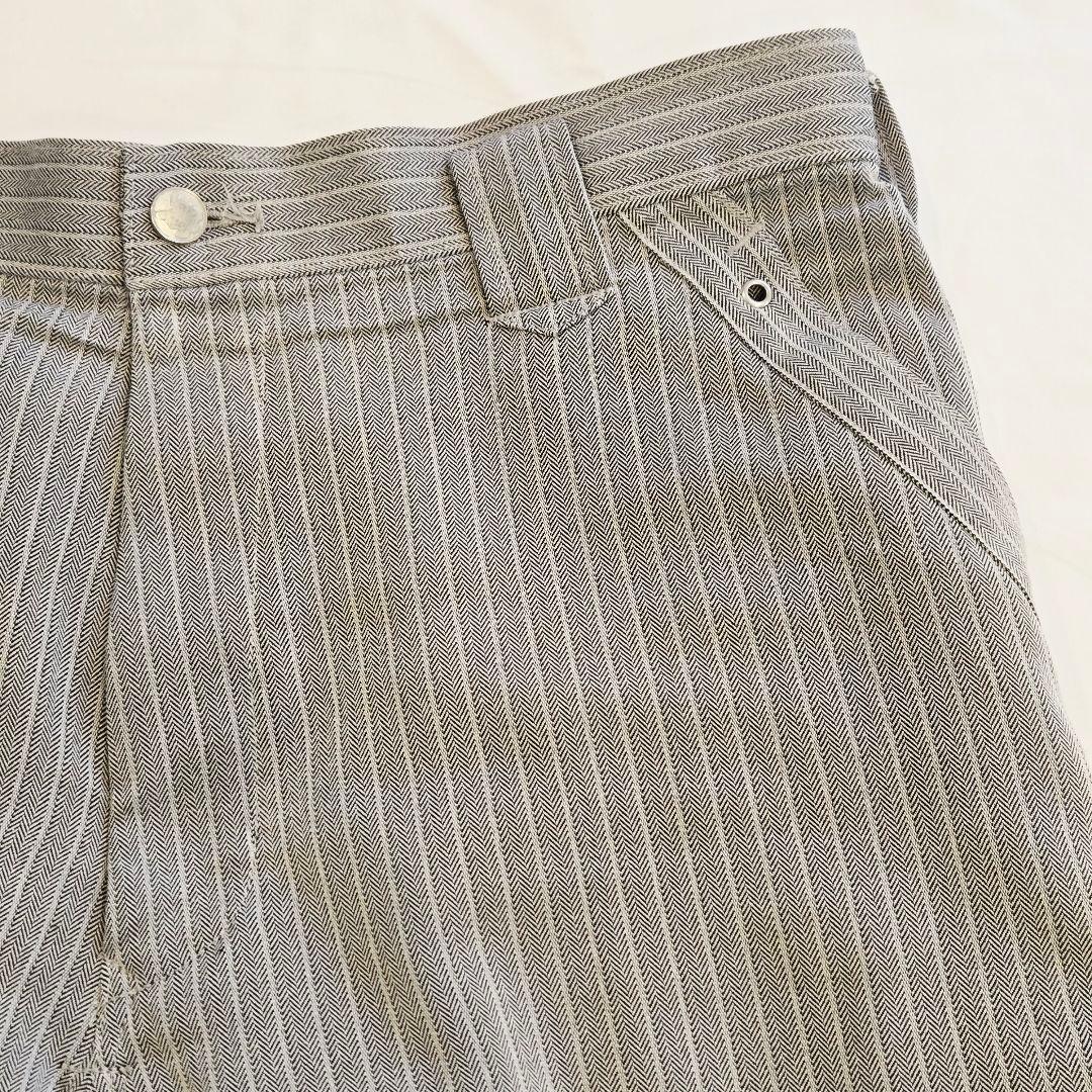 寅壱 作業着 ストライプ柄 上下セット LL 4309 シルバー グレー