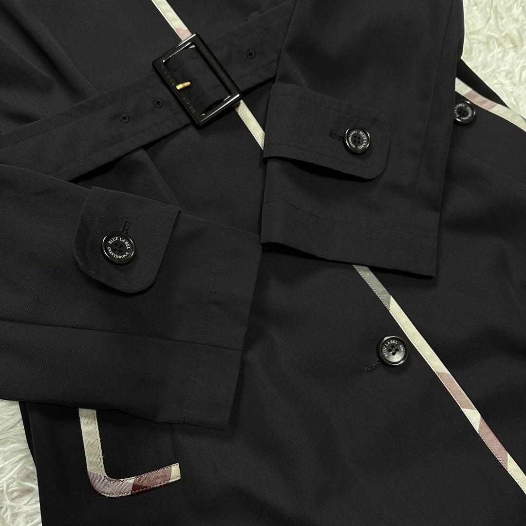 【美品】ブルーレーベル ステンカラーコート 春コート 通勤 ネイビー 38 現行