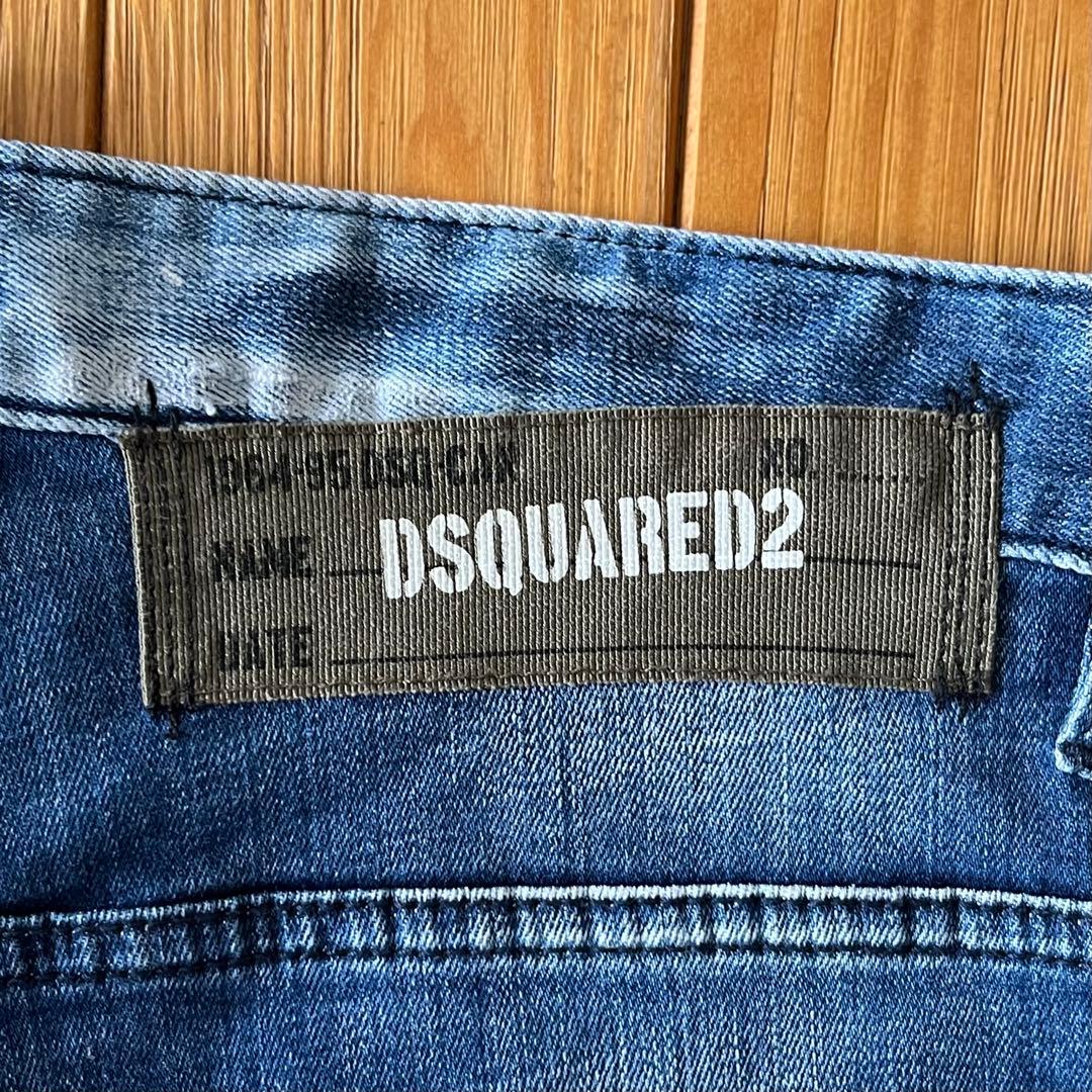 【美品】ディースクエアード ダメージスキニーデニム S メンズ ジーンズ 青 綿