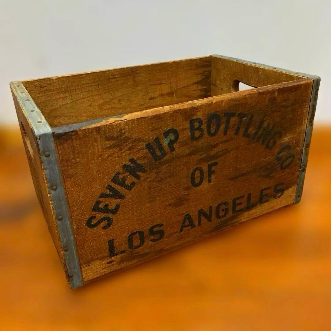 本物！ビンテージ 7UP 木箱1960〜70s ロサンゼルス工場　収納　アメカジ