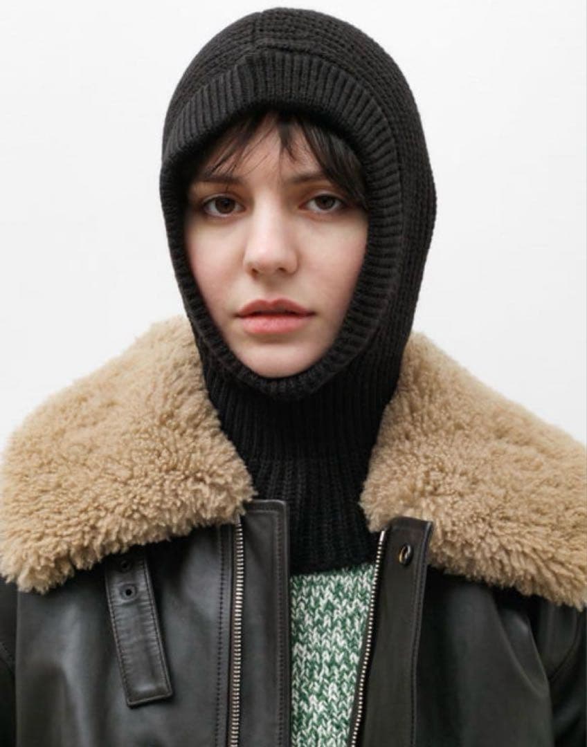 【新品】lemaire hood バラクラバ　ニット　フード　黒　Sサイズ