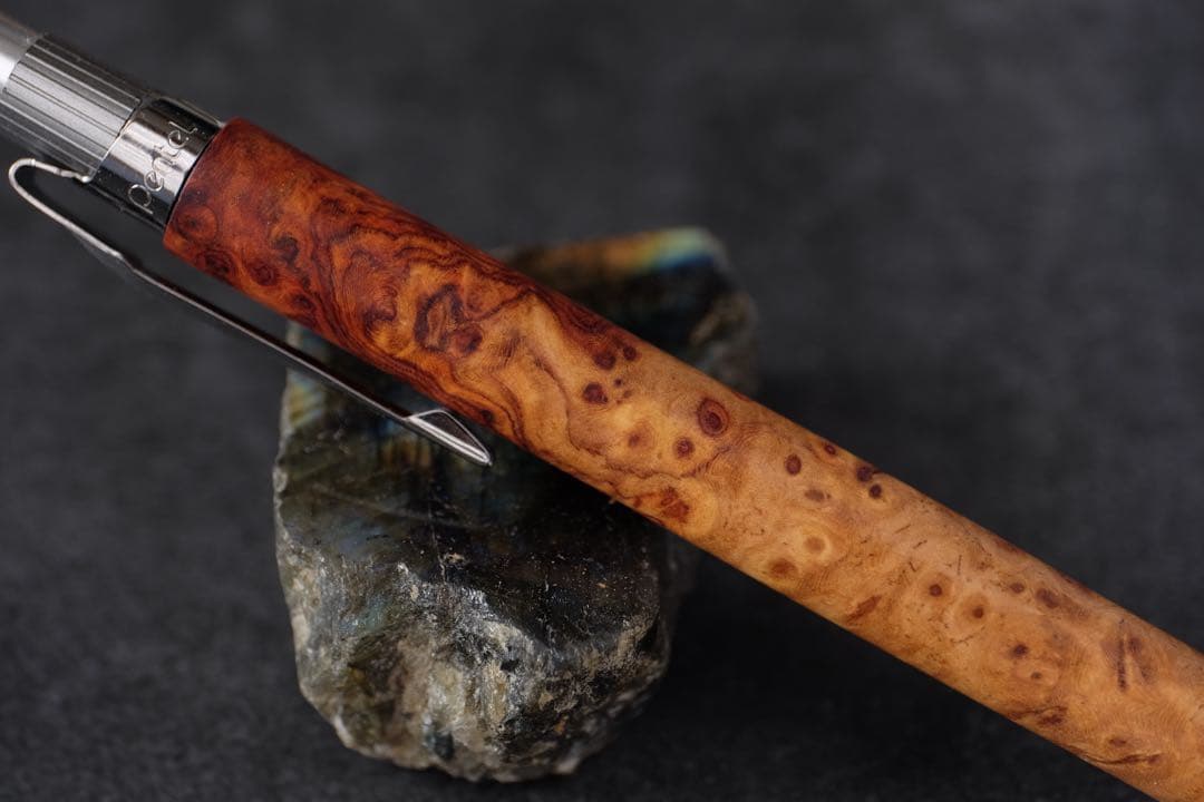 PG5木軸カスタム0239　高村杢工房 製図用シャープペンシル　花梨瘤　紅白