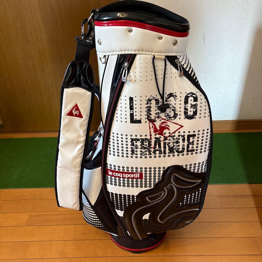 le coq sportif キャディバッグ ホワイト・ブラック・レッド