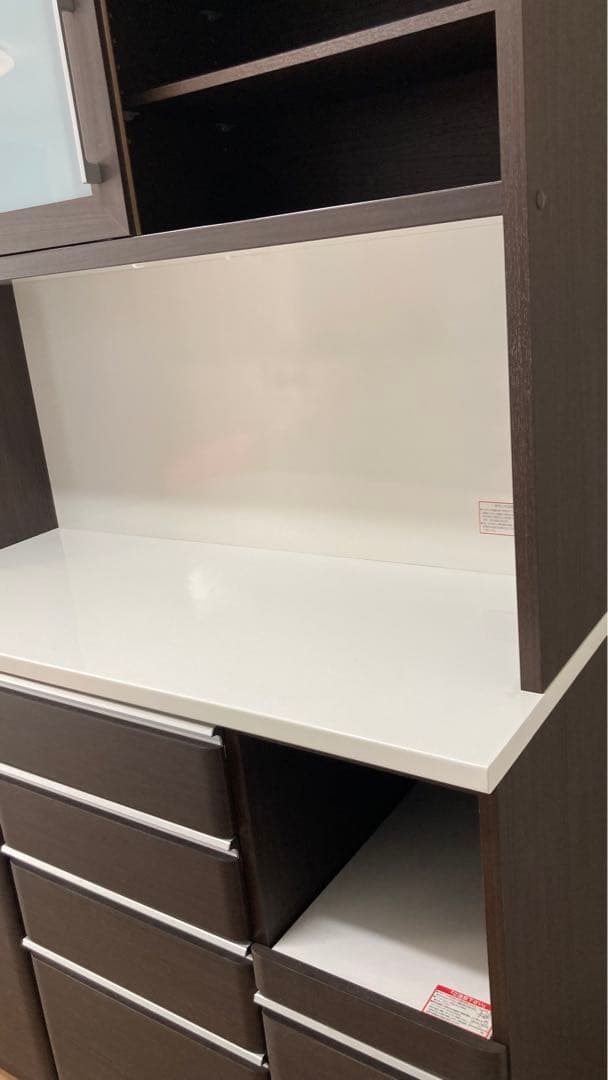 【美品】全国送料無料！ニトリ120サイズ木製キッチン収納棚ダークブラウン