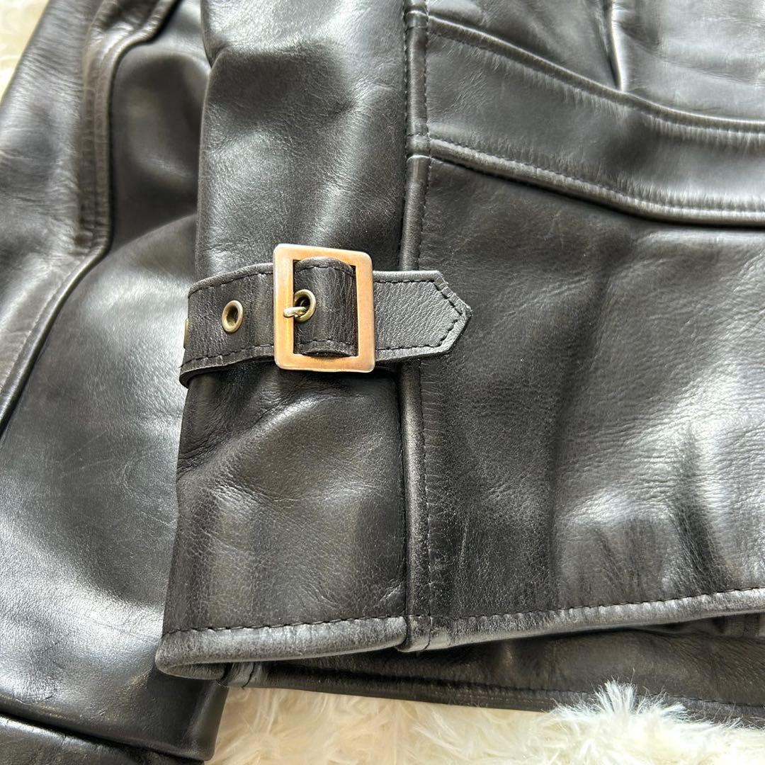 B-McCOY'S レザー シングルライダースジャケット 黒 牛革