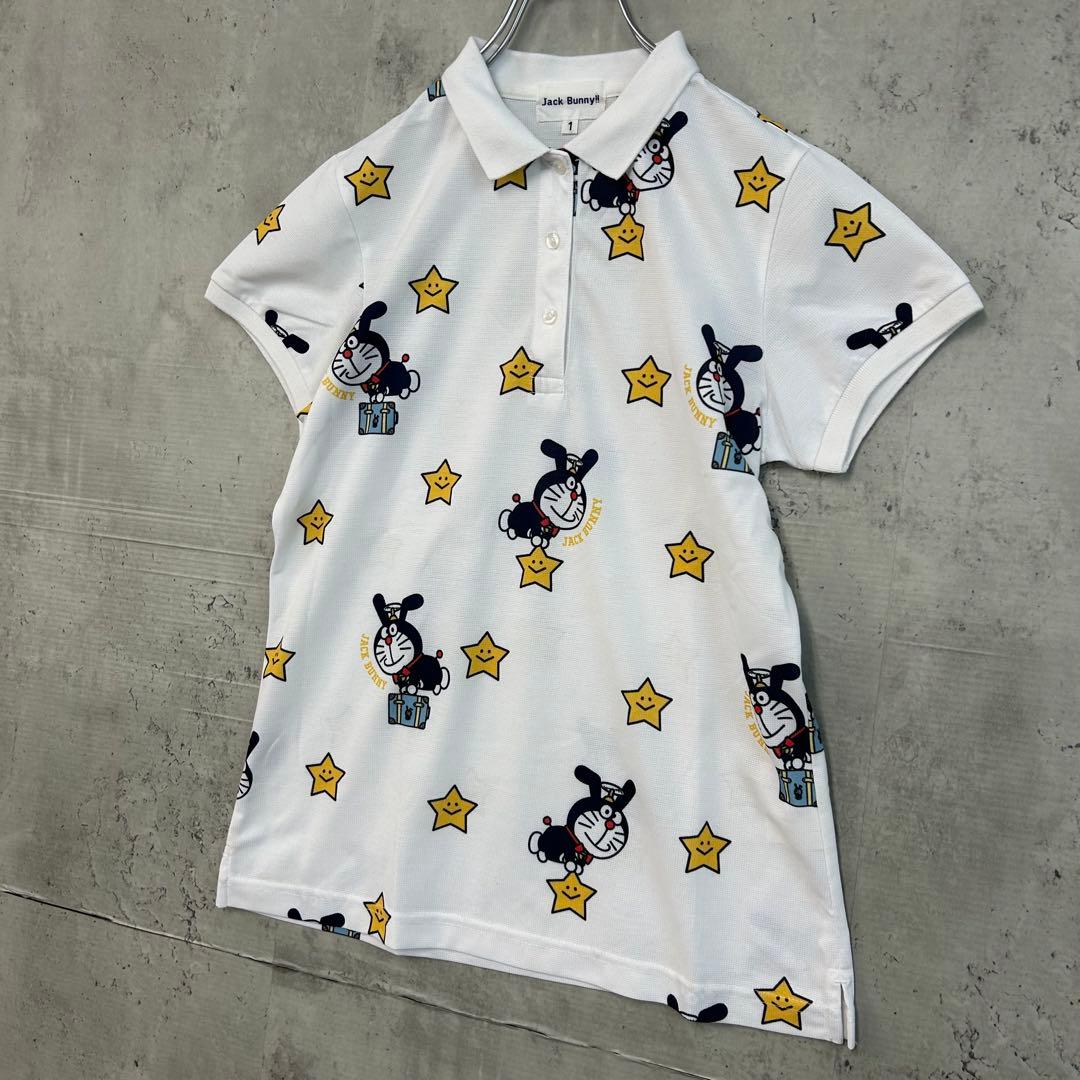 Jack Bunny!! × ドラえもん 半袖 ポロ シャツ ゴルフ ウェア .