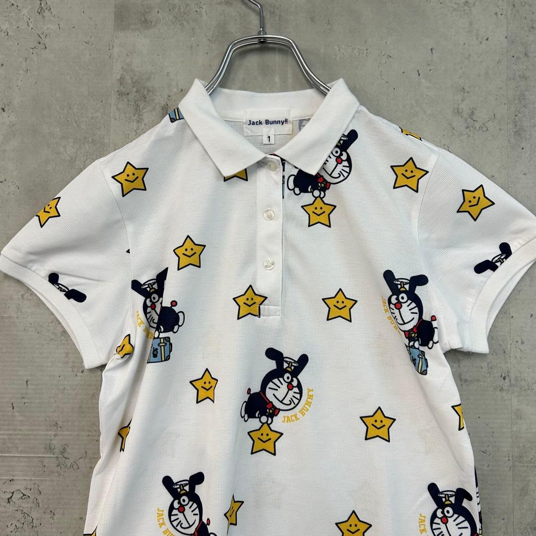 Jack Bunny!! × ドラえもん 半袖 ポロ シャツ ゴルフ ウェア .